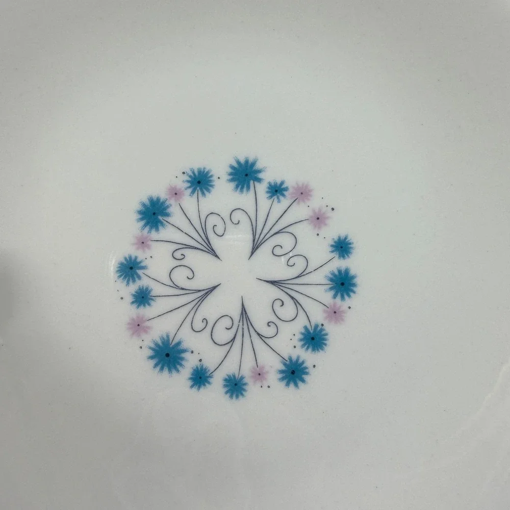 Iroquois Impromptu Ben Seibel Blue Pink Floral Plates Set of 2 6.25in MCM USA